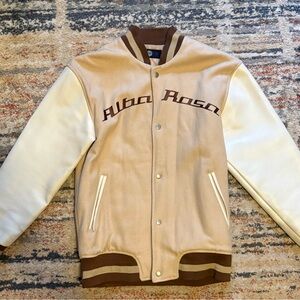Vintage Tan Brown Alba Rosa Japan Shibuya Gyaru Ganguro Baseball Jacket Coat